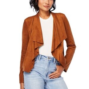 Bagatelle Faux-Suede Drape-Front Jacket Burnt Orange Sienna Size L‎